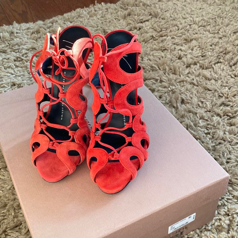 BNWT Giuseppe Zanotti orange/red caged sandals